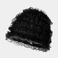 Elegante gorro de encaje negro a capas con malla transpirable y detalles de volantes - Talla única / Negro