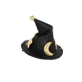 Fermaglio per capelli a cappello da strega glitter nero con luna e stelle d'oro - Taglia unica / Nero