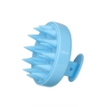 Ergonomic blue scalp massager with soft silicone bristles for head cleaning and massage - Full Blue with Round Hole