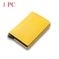 Slim yellow carbon fiber RFID card holder with automatic slide pop-up mechanism - Yellow