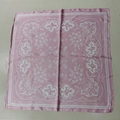 Pink paisley square silk scarf with floral patterns and white polka dot border design - New Cashew Pink Square Scarf / 65