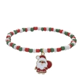 Beaded Christmas bracelet with red, green and white beads and Santa Claus charm - 009-Santa Claus Pendant
