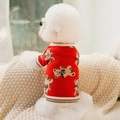 Red festive pet knit sweater with cute bear pattern for small dogs and cats - S / Red Bear