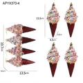 Set da 4 ornamenti a cono gelato bordeaux con paillettes e glitter colorati - Stile Cono Gelato (4 pz/scatola)