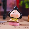Cute ancient style female figurine playing zither in yellow and pink traditional dress - 1229-3 Guqin