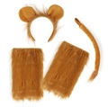 Detailed set of faux fur lion ears headband, plush paws and a tail for cosplay costumes - 4Pcs Lion Cosplay Set