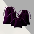 Dark purple velvet jewelry pouches in five sizes with silky drawstrings for storage - Drawstring Style / 9*12cm / Purple