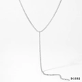 Silberne Y-Lariat-Halskette mit runden Zirkonia-Steinen im minimalistischen Luxus-Design - Silberne Y-Halskette mit Zirkonia (D1332)