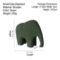 Green wooden Dala elephant ornament for home decor, small size in minimalist Morandi style - Elephant Small - Green
