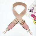 Detail of pink and beige woven strap with golden swivel hooks and metal buckle - Light Pink & Pink