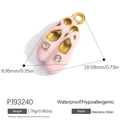 Pink ballet shoe pendant in 18k gold plated stainless steel with clear crystals - Pink Ballet Shoes Pendant PJ93240