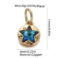 Star-shaped copper pendant with faceted blue gemstone and embossed texture details - CX146-09 (Gold Blue Star Round Mini Pendant)
