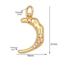 Golden crescent moon pendant charm featuring four inlaid white cubic zirconia stones - Crescent Hook-Gold