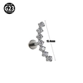 G23 titanium labret stud with 15.4mm curved line of sparkling clear cubic zirconia - NO 8-S-Shape Curved / 1.2x8mm / Steel