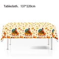 Thanksgiving rectangular tablecloth with turkey and pumpkin motifs, 137x220cm size - Turkey Tablecloth
