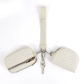 Set de mini bolsos de muñeca acolchados en blanco crema con estuches rectangulares - Bolso Acolchado Y Mini Estuche (Blanco)