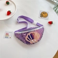 Sparkly purple sequin shell cross body bag for girls with pearl accents and adjustable strap - Purple