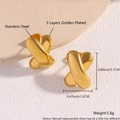 Golden X-shaped stainless steel stud earrings with 3-layer gold plating finish - Golden Small X EK01-8