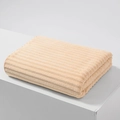 Ensemble de serviettes en polaire corail beige clair avec texture rayée absorbante - Serviette 34x74cm / Abricot