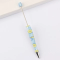 Blue DIY plastic beaded pen featuring bright sunflower print and silver metal parts - 15# Pattern (Sunflower)
