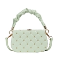 Bolso verde menta con asa plisada, acolchado de rombos y flores de lentejuelas doradas - Verde