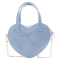 Mini borsa a tracolla a cuore in pelle verniciata celeste con catena dorata lucida - Blu