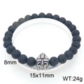 8mm lava stone beaded bracelet with Spartan helmet pendant and stainless steel detail - Spartan Helmet Style (KB205877-Z)