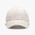Distressed washed baseball cap in light beige cotton with vintage frayed hole details - Beige(25A250)
