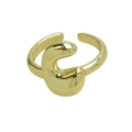 Bague ouverte lettres bulles en or 18k poli, design goutte d'eau bombée en forme de C - Lettre C / Doré