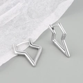 Minimalistische S925 Silber Ohrringe mit geometrischem Blitz-Design in Silber-Finish - 925er Silber / Weißgold