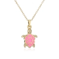 Detalle del colgante tortuga dorado con esmalte rosa y brillantes piedras de circón - Rosa