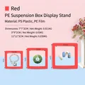 Red PE film suspension display box for jewelry with 3 sizes and PS plastic frame - Round Base / Red