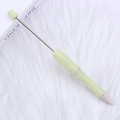 DIY beaded pen with light green speckled finish and metallic silver rod detail - Eco Beige