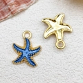 Blue and golden starfish alloy pendants for DIY jewelry making accessories - 1pc Starfish 15x18mm Blue