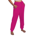 Women's classic joggers in vibrant hot pink featuring a drawstring waist and cuffed ankles - Rose Red
