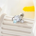 Boucles d'oreilles argentées galaxie avec cœur bleu et étoile à fermoir vissé - Pierre Principale Blanche avec Cœur Bleu Clair (A506-5#)