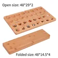 Foldable bamboo Mancala board detail with open size 48x29x2cm and folded size 48x14.5x4cm - Foldable Bamboo HUS Mancala