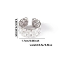 Silver titanium steel open ring featuring 3D geometric pyramid texture with 0.9cm height - TYR0532 / Silver Geometric Cone