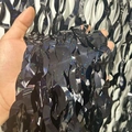 Black holographic laser tinsel curtain with shimmering colorful reflective foil accents - Laser S-Shape / Black