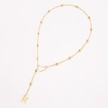 Golden beaded stainless steel necklace with heart link and letter H pendant - Letter H Pendant (XL3184【Gold H】) / Gold