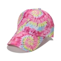Colorful spiral tie-dye baseball cap in pink, yellow, and blue cotton twill fabric - M (56-58cm) / Pink Yellow Blue White Tie-Dye Style (F)