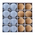 Set of 16 flocked Christmas ball ornaments in navy blue and gold velvet texture - Style Seven (Blue, Gold)