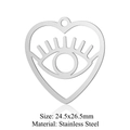 Edelstahl Herz Auge Anhänger 24,5x26,5mm in glänzend polierter Silber-Optik - Silber/Herz Auge/5Stk