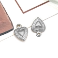 Pendentif cœur ange évidé argenté avec gravure vintage pour la création de bijoux - Coeur Creux (Mince) / Acier
