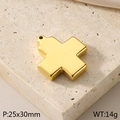 Goldener Kreuzanhänger aus Titanstahl in 25x30mm Größe und 14g Gewicht für Schmuck - Glatter Metallstil (KLJ450-Z)