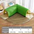 Cooling cat tunnel bed in bright green and beige, size chart for S, M, and L variants - 70cm / Green