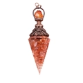 Pendentif pendule en cristal d'énergie conique avec grenat rouge et calotte en cuivre - Agate rouge