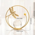 Adorno de libélula dorada y bola de cristal con elegante marco de metal y cuenta amarilla - Libélula