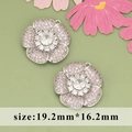 Pendentif fleur plaqué or 18k avec zircons roses et finition argent pour bijoux DIY - Style Camélia d'Argent (ME1804B)