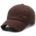 Gorra de béisbol retro marrón desgastada con bordado Nefarious de estilo vintage urbano - Ajustable / café